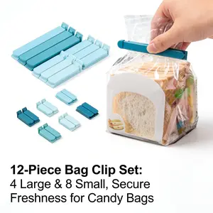 12 Pack Bag Clips, 4 Large & 8 Small Food Sealing Clips