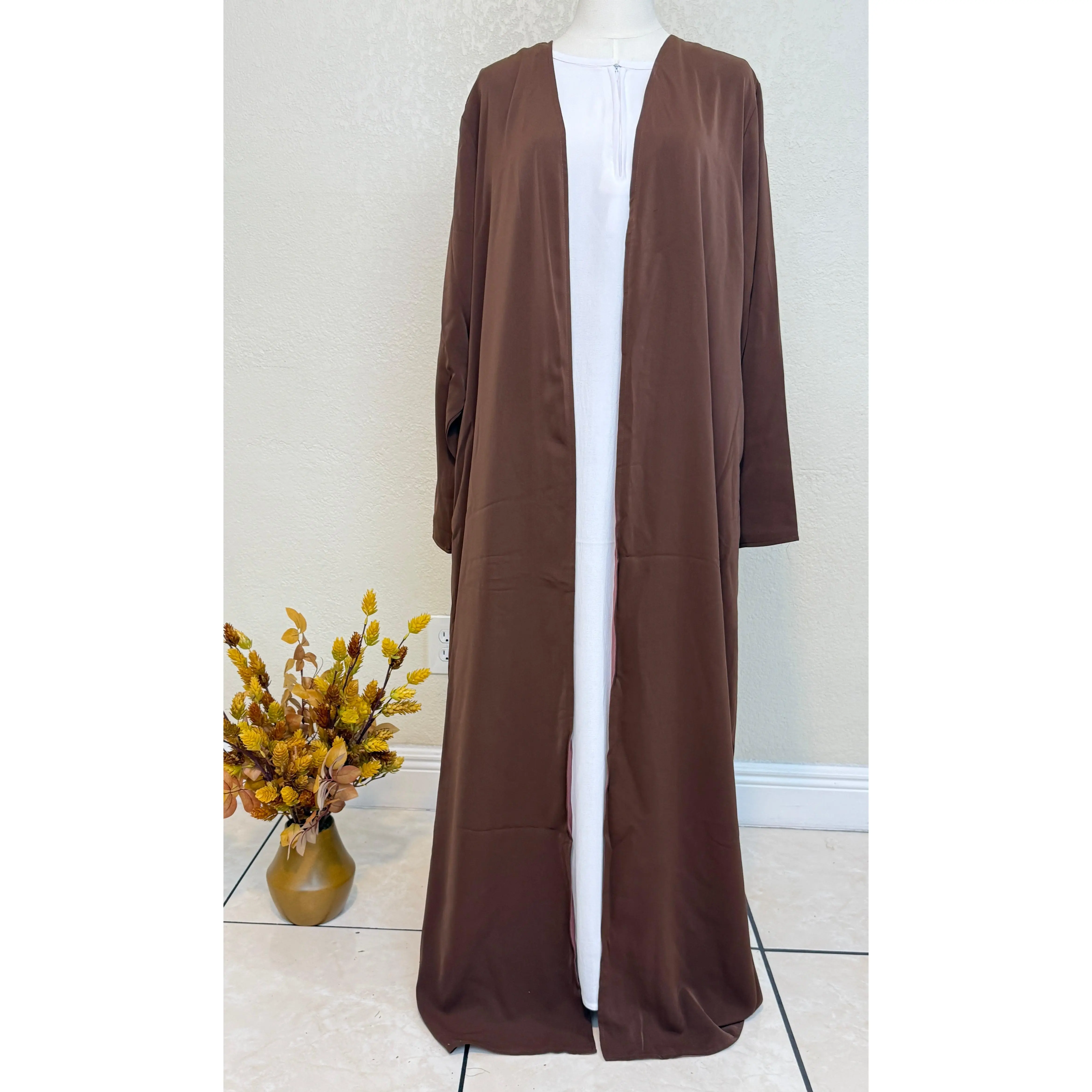 Zaira open Abaya in Cofee and Rose Mauve