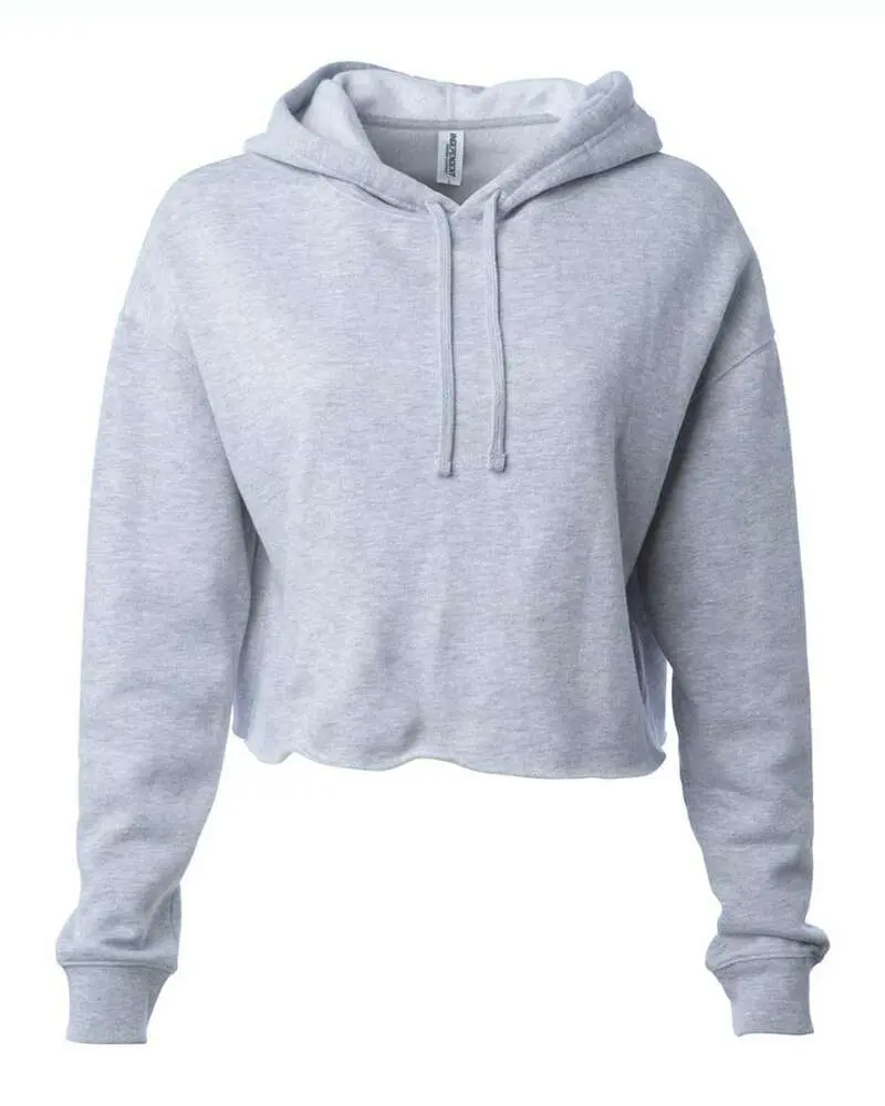 Women's Grey Plain Minimalist Crop Hooded Sweatshirt - Long-Sleeve, Loose-Fitting, Breathable, Comfortable, Fashionable Athletic Top with Style & Elegance for Day Wear (Pairs with Jeans)