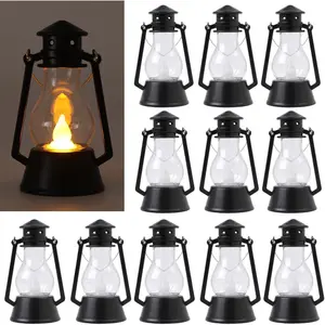 Mini  Lantern Decor 12-Pcs LED Small Lanterns Indoor Decorative Outdoor Hanging Lantern Decorative Candle Lanterns Farmhouse Decor for Wedding Centerpiece,Halloween,Christmas Decorative