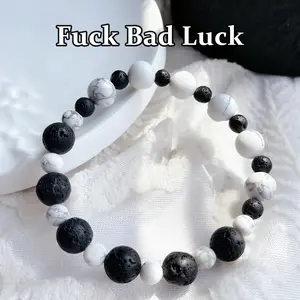 Natural Volcanic Stone & Howlite Purifying Protection Energy Bracelet, Emotional Balance Black & White Color-Block Healing Bracelet, Simplicity Healing Unisex Accessory, April Birthstone, Mother's Day / Teacher's Day / Nurses' Day Gift