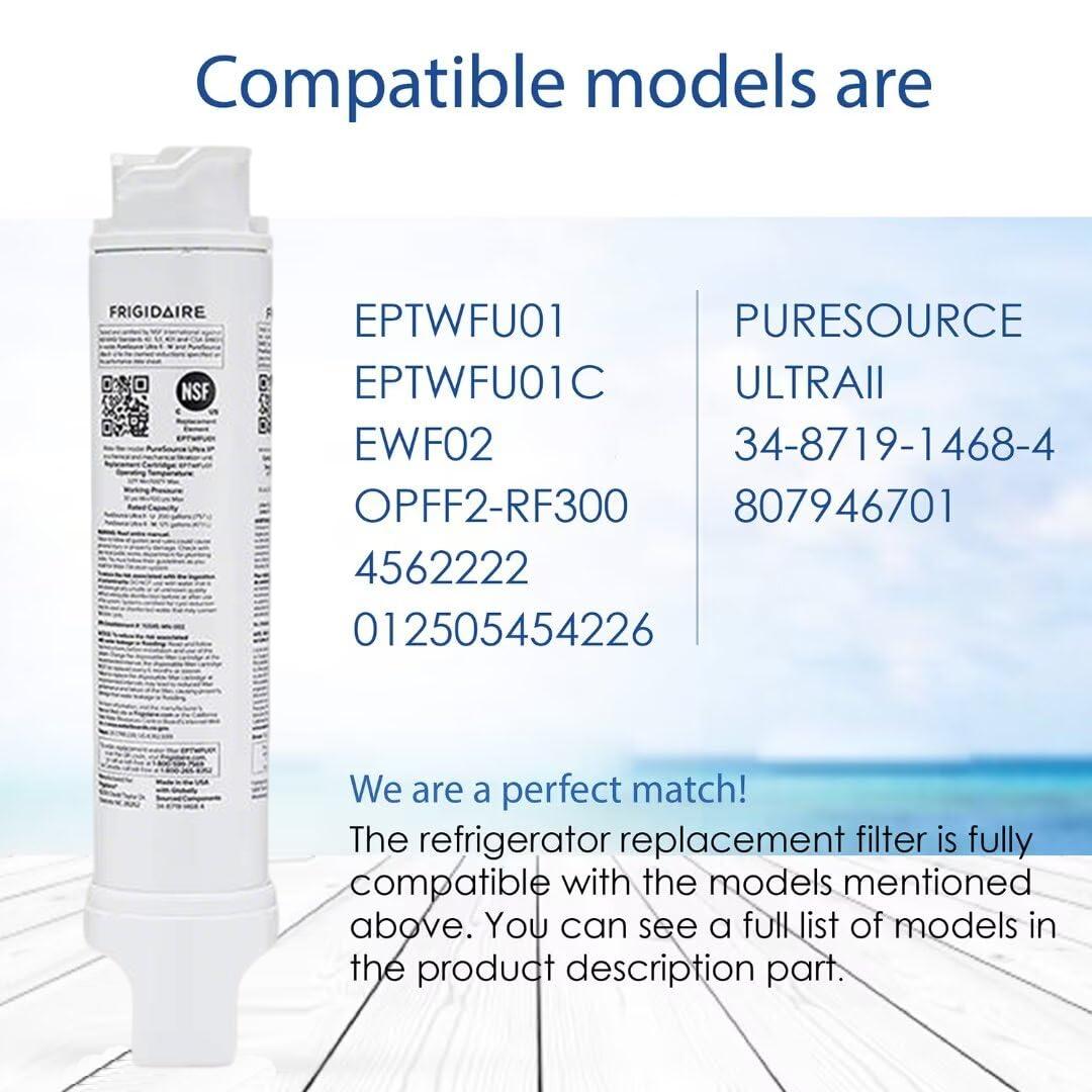 EPTWFU01 Water Filter Replacement, Compatible with Frigidaire EPTWFU01, Рurе Sоurсе Ultra II, EWF02, 012505454226, 4562222