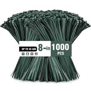(1000 Pack), Zip Ties - 8 Inch Green,Multi-Purpose Self Locking  Ties, Ultra  Plastic Wire Ties with 45Pounds Tensile