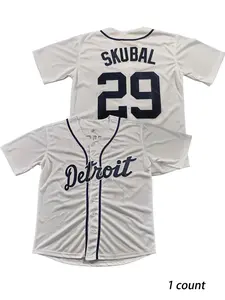 29 Number Breathable Quick-Dry Jersey, Casual Athletic Stretch V-Neck Men's Baseball Shirt for All Seasons, Regular Fit Knitted Sportswear