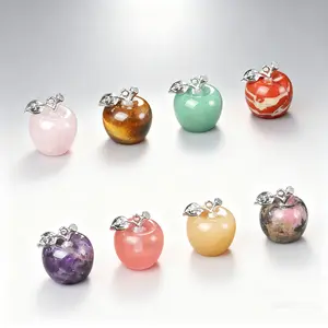 Amethyst Red Jasper Obsidian Tiger Eye Clear Quartz Crystal Apple Pendant Mixed Gemstone Christmas Jewelry Crystal Pendant