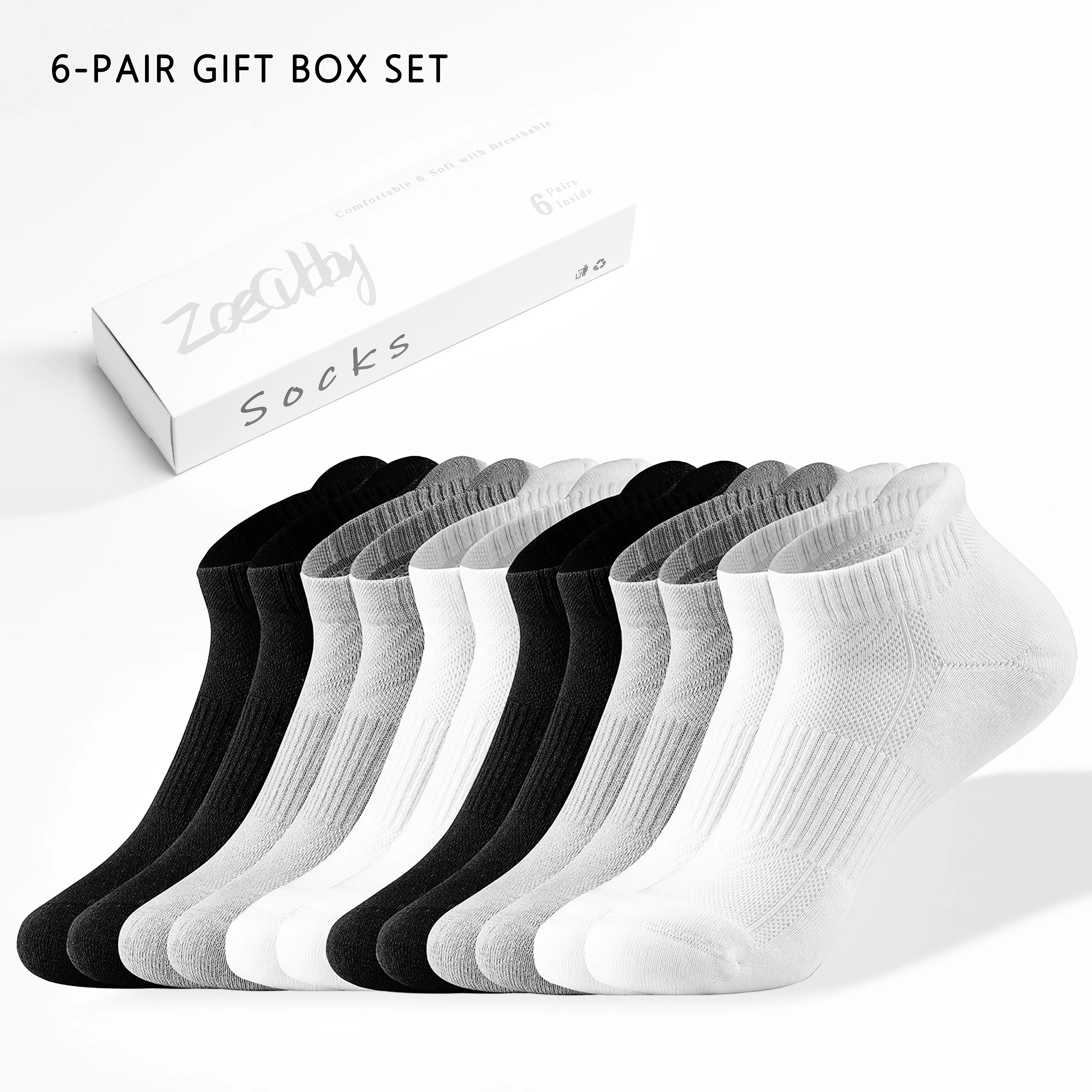 6-Pack Cushioned No-Show Athletic Socks for Men Women, Arch Support, Breathable Cotton Mesh, Non-Slip Heel, Moisture-Wicking Socks for Running Gym Workouts Daily Wear grip socks soccer Sports Socks