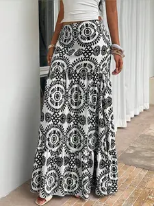 Women's Casual Loose Low Waist Maxi Skirt, Comfortable All-Print Boho Design, Perfect for Daily Wear, Stylish and Versatile Fashion Piece, Bohemian, Boho Skirts