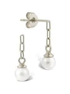 Sterling Silver Kaitlyn Pearl Link Drop Earrings