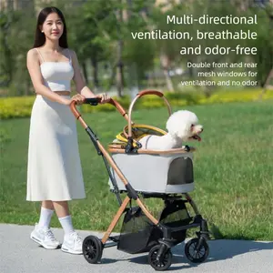 Pawzseek 3 in 1 Folding Pet Dog Stroller with Detachable Carrier Multifunctional Jogger Stroller for Small Medium Dogs Cats W Rear Brake Storage Basket Luxury Oversized Pet Stroller Multi-directional Ventilation Breathable Odor-free Design Foldable