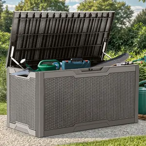 YITAHOME 100 Gallon Resin Deck Box, Weather Resistant Outdoor Storage Box, Lockable Indoor Outdoor Storage for Supplies and Essentials