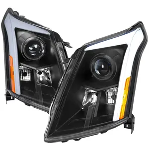 2010-2016 Cadillac SRX Projector Headlights w/ Switchback Sequential Turn Signal LED Bar (Matte Black Housing/Clear Lens)