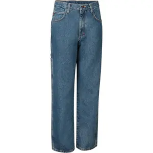 Red Kap Men's Stonewashed Denim Dungaree Pants - Loose Fit, Denim Fabric, 30W x 30L, Tool Storage Pocket
