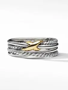 Two-tone hollow cross ring – Fashionable ring for men and women, trendy jewelry.