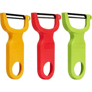 Original Vegetable Fruit Peeler Carbon Steel Blade 3 Pack Red/Green/Yellow…