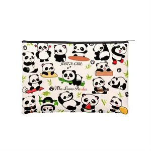 Cute Cartoon Panda Zipper Bag, Cute National Treasure Pencil Case, Portable Storage Bag, Makeup Bag, Small Item Organizing Bag