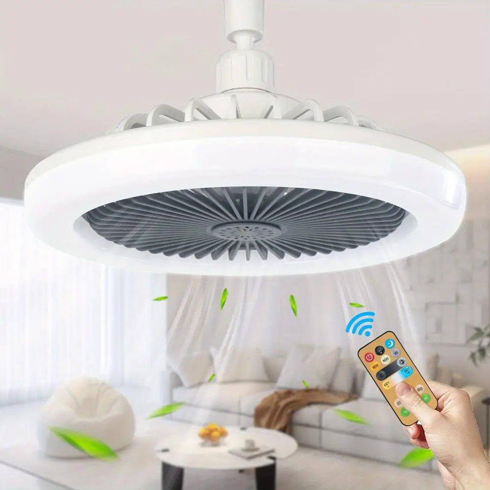 LED Multifunctional Fan Light, 3 Speed Ceiling Fan with 3 Colors Dimmable Light, Invisible Bladeless Flush Mount Fan Light, Household Appliances for B