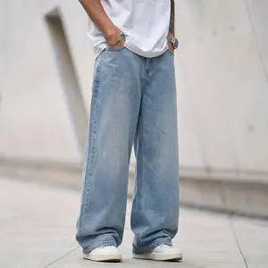 1-pack men’s new fashion streetwear mid-length cargo jeans — loose fit, versatile long pants, Menswear, Clothes