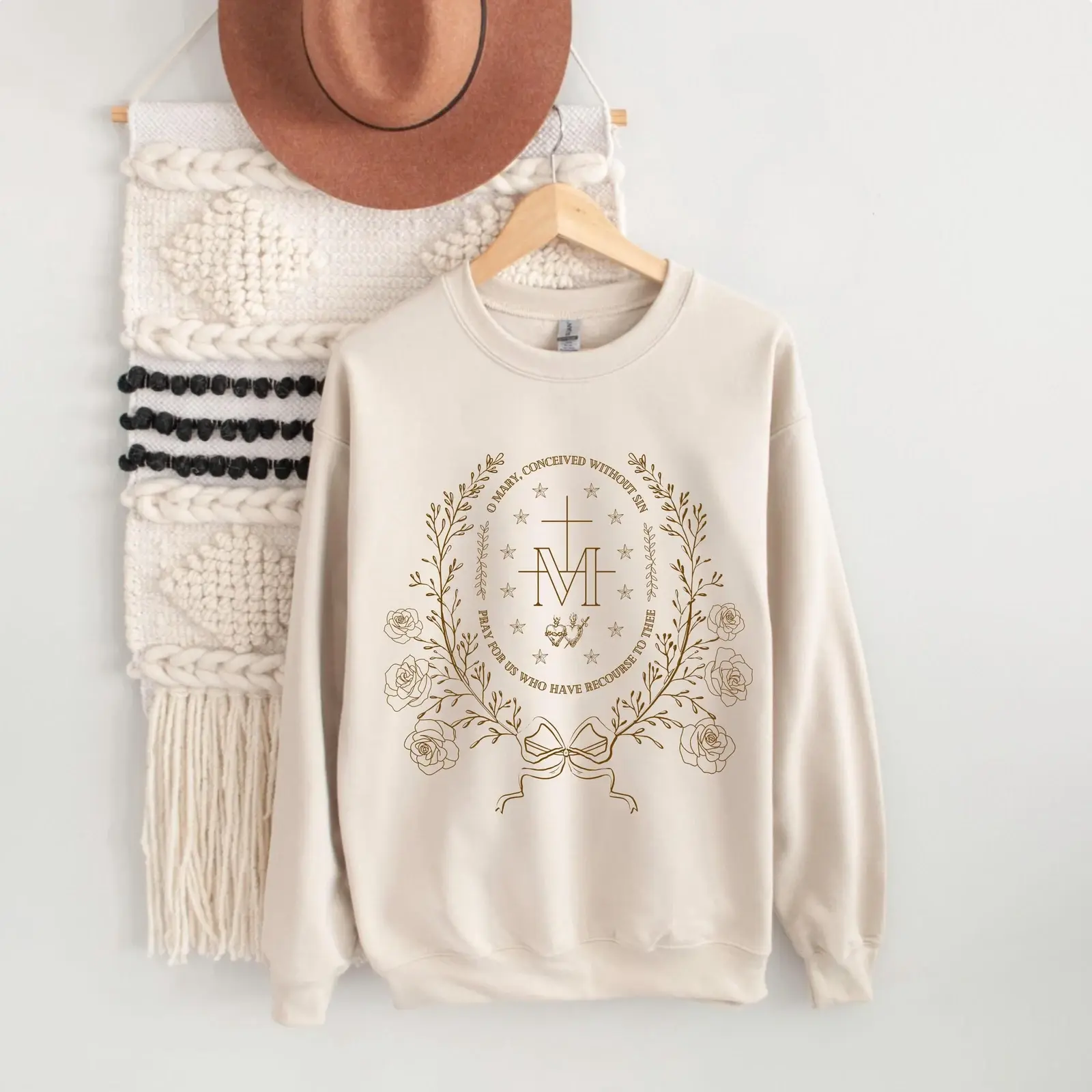 Marian Catholic Sweatshirt, Virgin Mary Sweatshirt, Catholic Gifts for Women, Catholic Sweater, Marian Cross Shirt