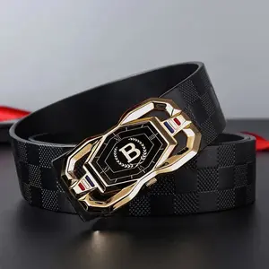 Men's Fashion Belt with Automatic Buckle - Sophisticated Modern Design, Premium Synthetic Leather, Durable Alloy Construction, Perfect Gift for Him