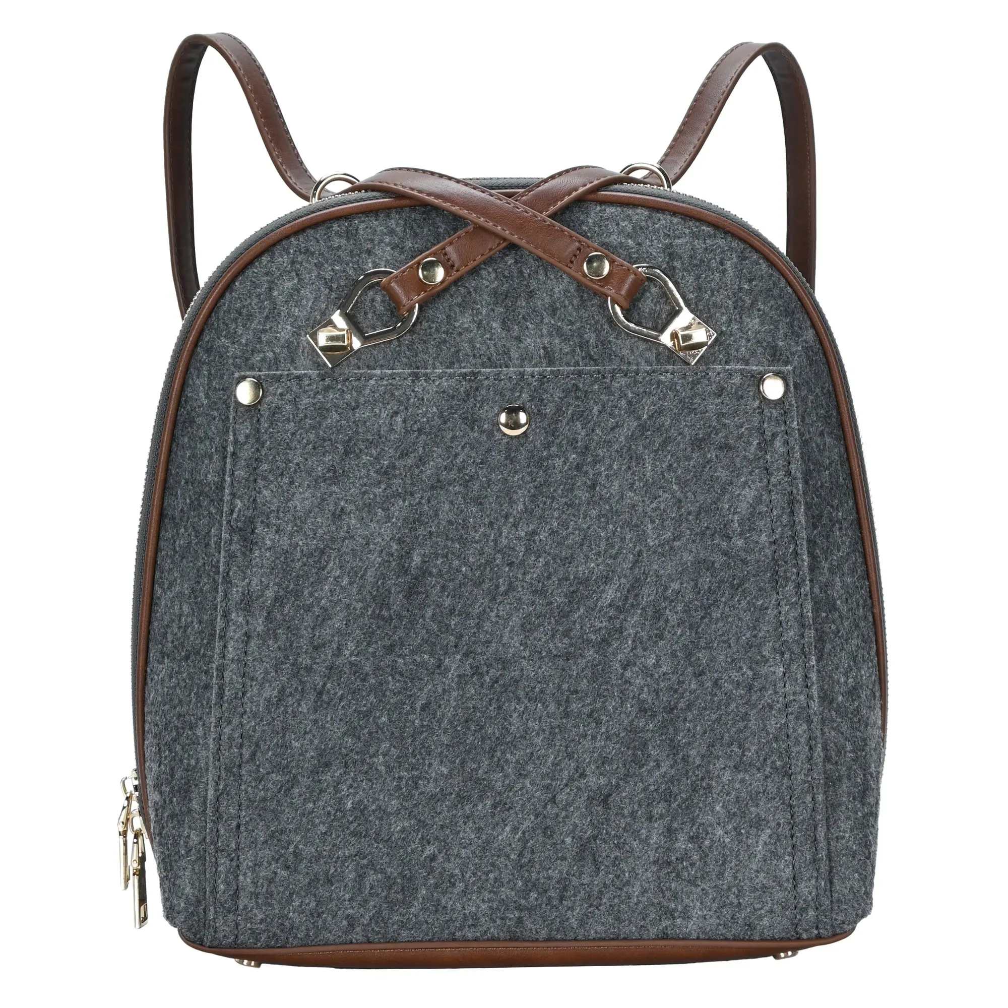 Women's Plain Convertible 2-in-1 Backpack Purse - Casual Vegan Leather Trim, Lightweight Multi-Compartment Daypack, Adjustable Shoulder Strap, Built-In Organizer, 10.5”L x 4”W x 11.5”H, Zip Top