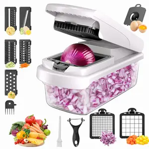 Multifunctional Vegetable Fruit Chopper, Manual Kitchen Tool, Ideal for Squash Noodles, Onion Minced Meat, French Fries Cutting, Durable Slicer