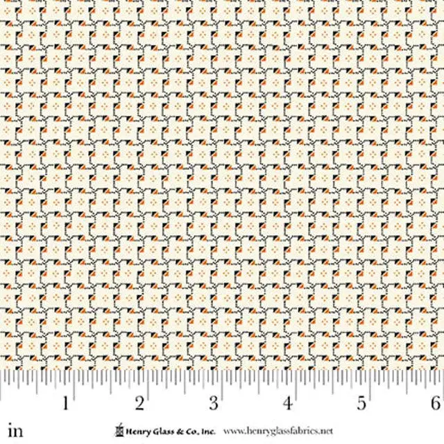 Fabric Henry Glass Black/Orange Triangles Seasonal Shirtings by the Quarter Yard 2572-93
