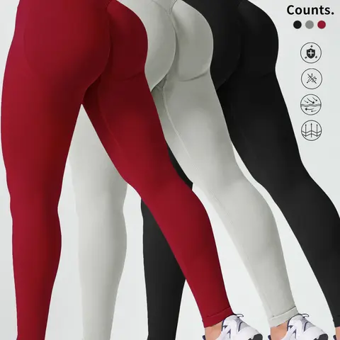 Women's High-Waisted Yoga Pants, Soft Breathable Sportswear, Ideal for Fitness & Daily Wear, Plain Leggings, Available in