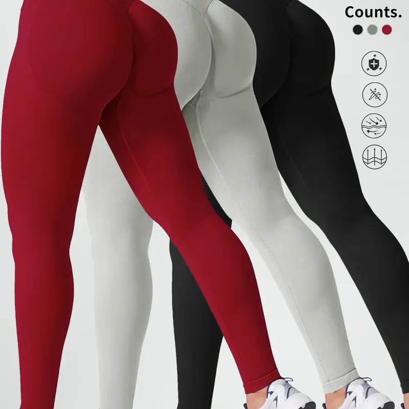 Women's High-Waisted Yoga Pants, Soft Breathable Sportswear, Ideal for Fitness & Daily Wear, Plain Leggings, Available in
