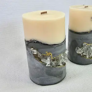 Lily of the Valley Concrete Candles - Decorative Candle Set of 2 scented  gems  candle
