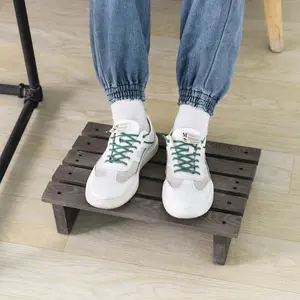 15-Inch Gray Wood Ergonomic Home or Office Under-Desk Footrest Tilted Foot Stool