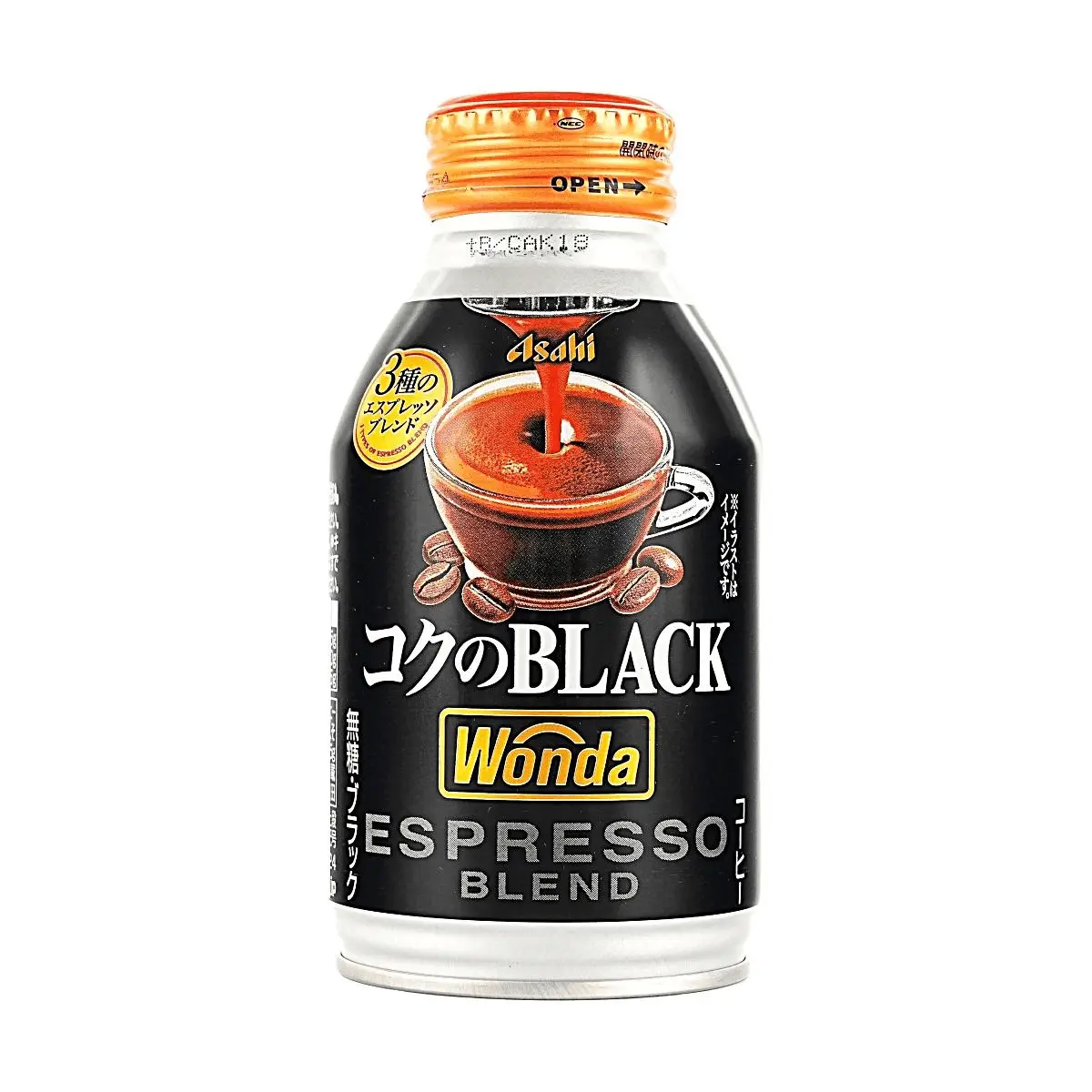 ASAHI WONDA Black Coffee - Rich Unsweetened Espresso Blend, 0 Sugar 0 Calorie, 285ml Japanese Style