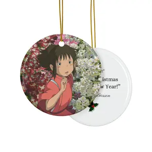 Customized Chihiro Spirited Away Ghibli Studio Christmas Ornament Ceramic Holiday Decor for Fans Unique Gift Idea Festive Decoration