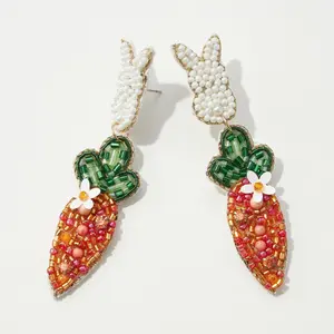 Easter Bunny and Carrot Beaded Earrings - Festive and Cute Accessories for Women