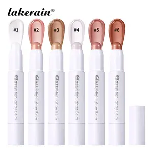 6 Counts Long-lasting Glassy Highlighter Balm, Shimmering Stick, Multi-Use Balm for Cheeks, Eyes Lips, Creates a Lit-From-Within Glow, Non-Sticky Seamless Over Makeup, High-gloss Sparkling Makeup Balm, High Shine Makeup, Suitable for Daily Office