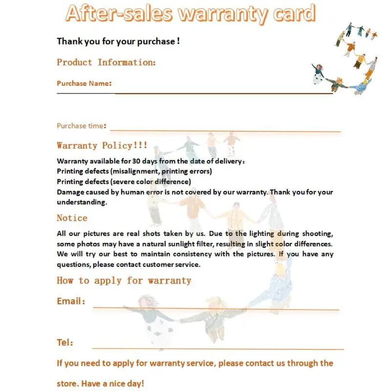 Home Decor Poster, Warranty Card, Thank You Card Set for Home Supplies
