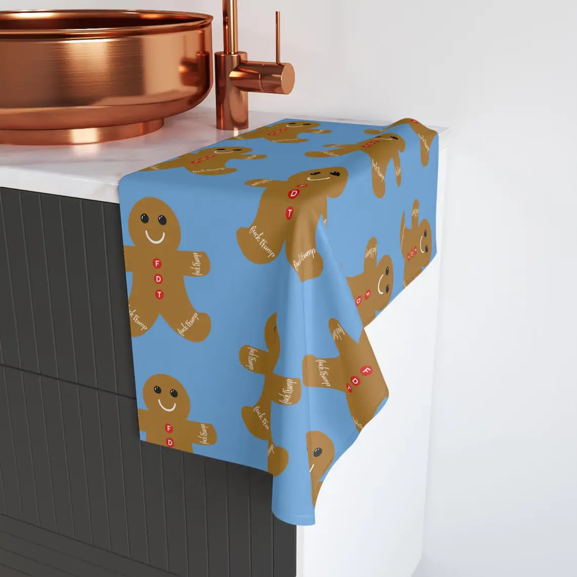 Slightly Subtle Gingerbread Cookie Hand Towel  16″ × 28″ - FDT Holiday Kitchen Decor, Christmas Festive Hand Towel, Seasonal Decoration