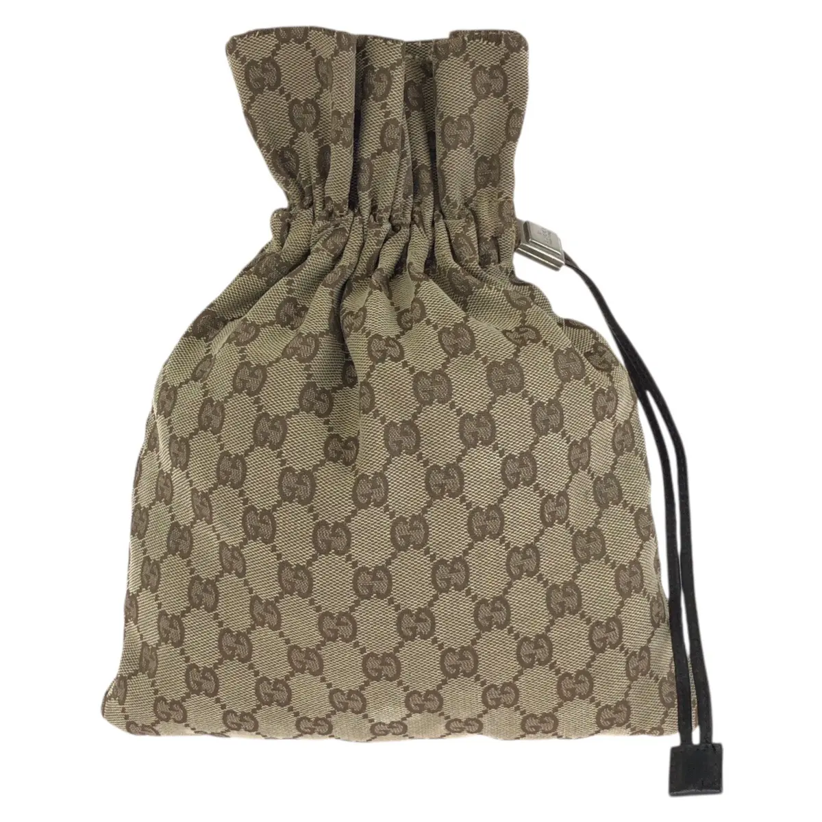 Pre-owned GUCCI Canvas Small Leather Goods GG Leather Drawstring Pouch