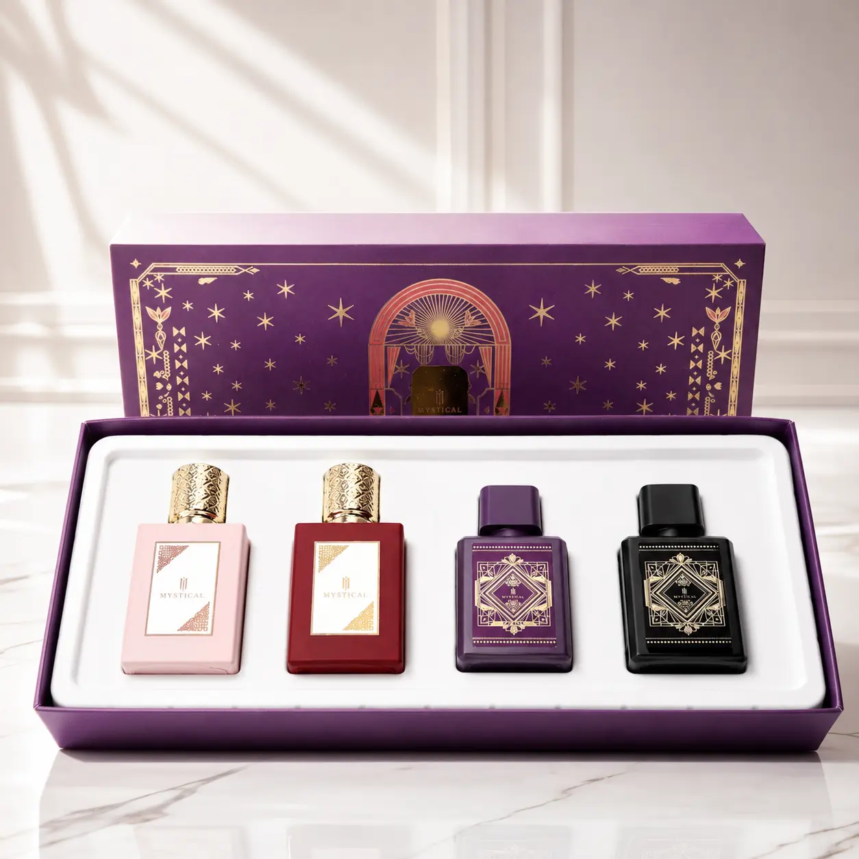 MYSTICAL 4-Piece Eau de Parfum Gift Set for Women, 4 x 30ml Fragrance Collection with Floral, Sweet & Warm Scents, Elegant Purple Box for Birthday, Valentine’s Day, Anniversary & Holiday Gifts