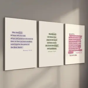 Bible Verse Letter Pattern Framed Wall Art, Wood Wall Art, 3 Counts/set Modern Wall Art Poster, Aesthetic Room Decor, Christian Gift for Her, Poster