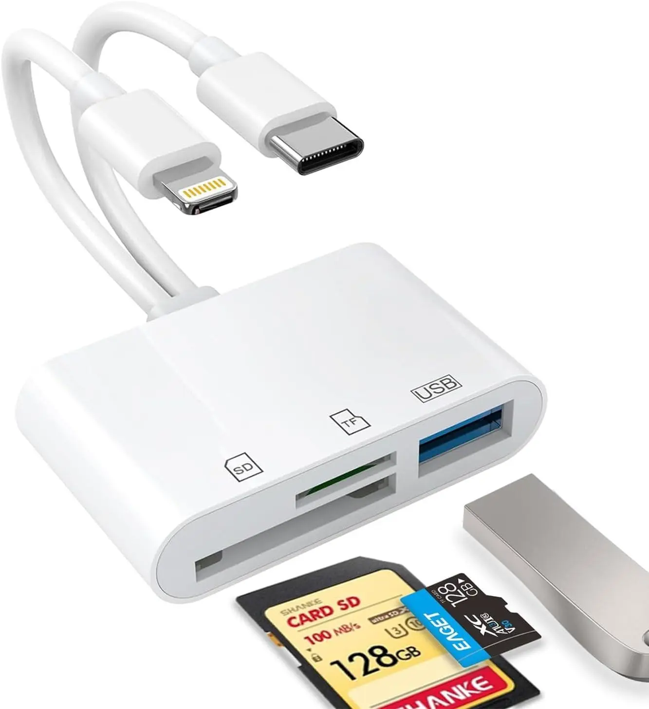 NextQube SD Card Reader for iPhone & Camera, USB-C/MicroSD/TF Card Adapter Plug & Play - Instant Photo Video Transfer to iPhone 15/14/13, iPad, Digital Camera, No App Needed, Portable Travel Accessories