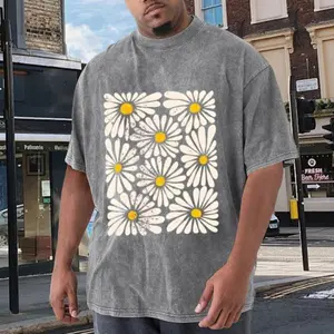 Floral Daisy Flower Graphic Tee for Women, Vintage Spring Summer Aesthetic T-Shirt, Cute Nature Print Casual Top Birthday Gift for Her