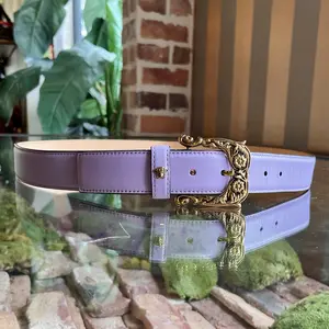 Pre-owned VERSACE Purple Medusa Head Baroque Buckle Belt SZ100/40(XL)