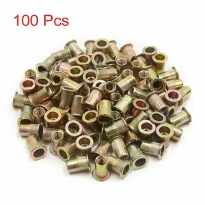 Flat Head Rivnut Carbon Steel Threaded Insert Nuts 100 Pcs M6 Metric Nut