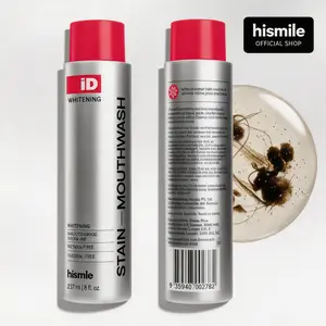 Hismile iD Stain Whitening Mouthwash for White Teeth, Freshens Breath with Essential Oils 237ml