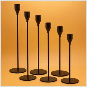 6 count Matte Black Candlestick Holders Set Fit 3/4" Tall Taper Candle  Decorative Table Centerpieces for Family Dinning, Party Decoration