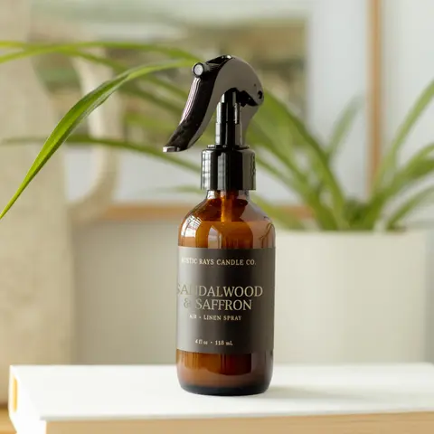 Sandalwood & Saffron Room Spray - Home Fragrance - Air and Linen Spray - 4 oz Glass Bottle