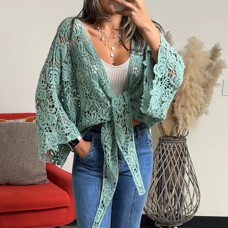 Layla Embroidered  Floral Kimono Wrap