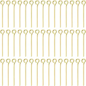 Shapenty 200PCS Mini Metal Wire Eyepins Beading Small Open Eye Head Pins Needles Bulk for DIY Craft Bead Earring Pendant Necklace Bracelet Jewelry Charm Finding Making (24mm/1Inch, Gold)