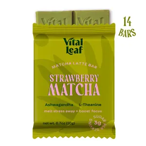 Mini Strawberry Matcha Chocolate Bar: Less Stress + Better Focus (14 mini bars)
