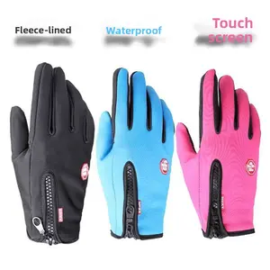 Winter Outdoor Warm Touchscreen Gloves Waterproof Zipper Men and Women Windproof Fleece-Lined Cycling Hiking Skiing New Gloves